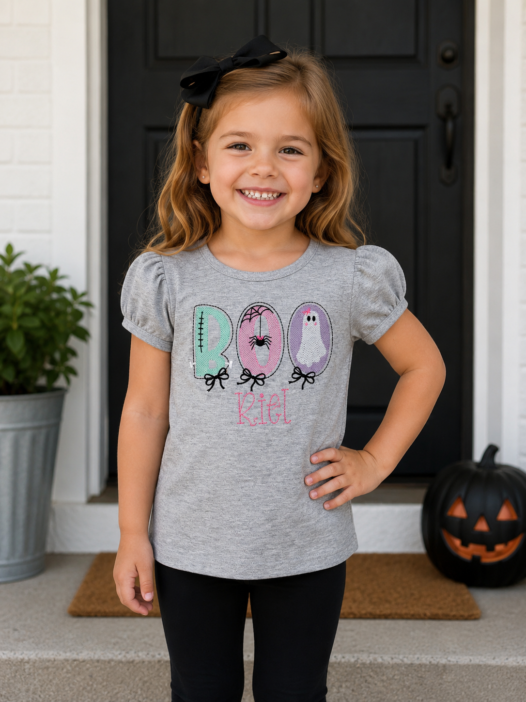 Girls BOO Halloween Ghost Shirt
