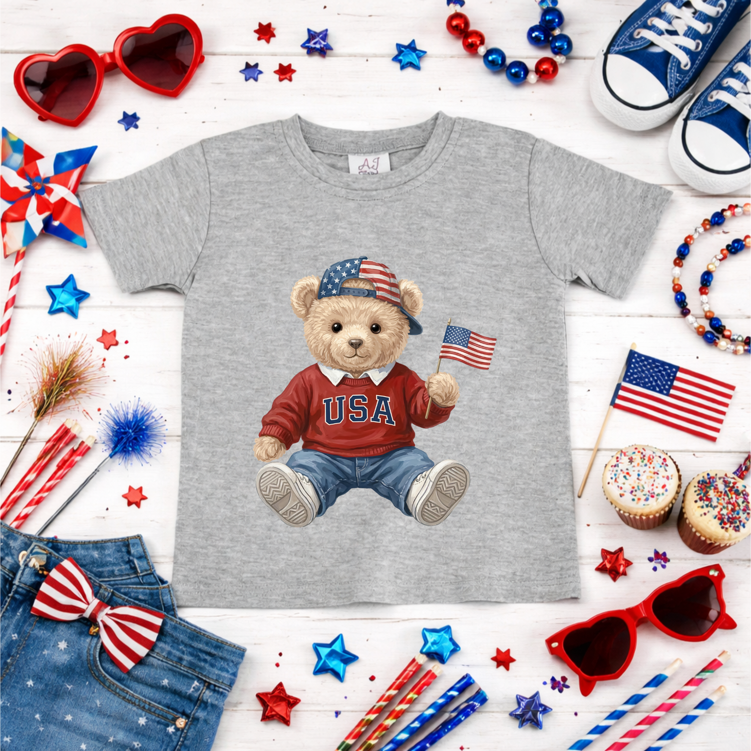 Boys USA Teddy Bear Shirt