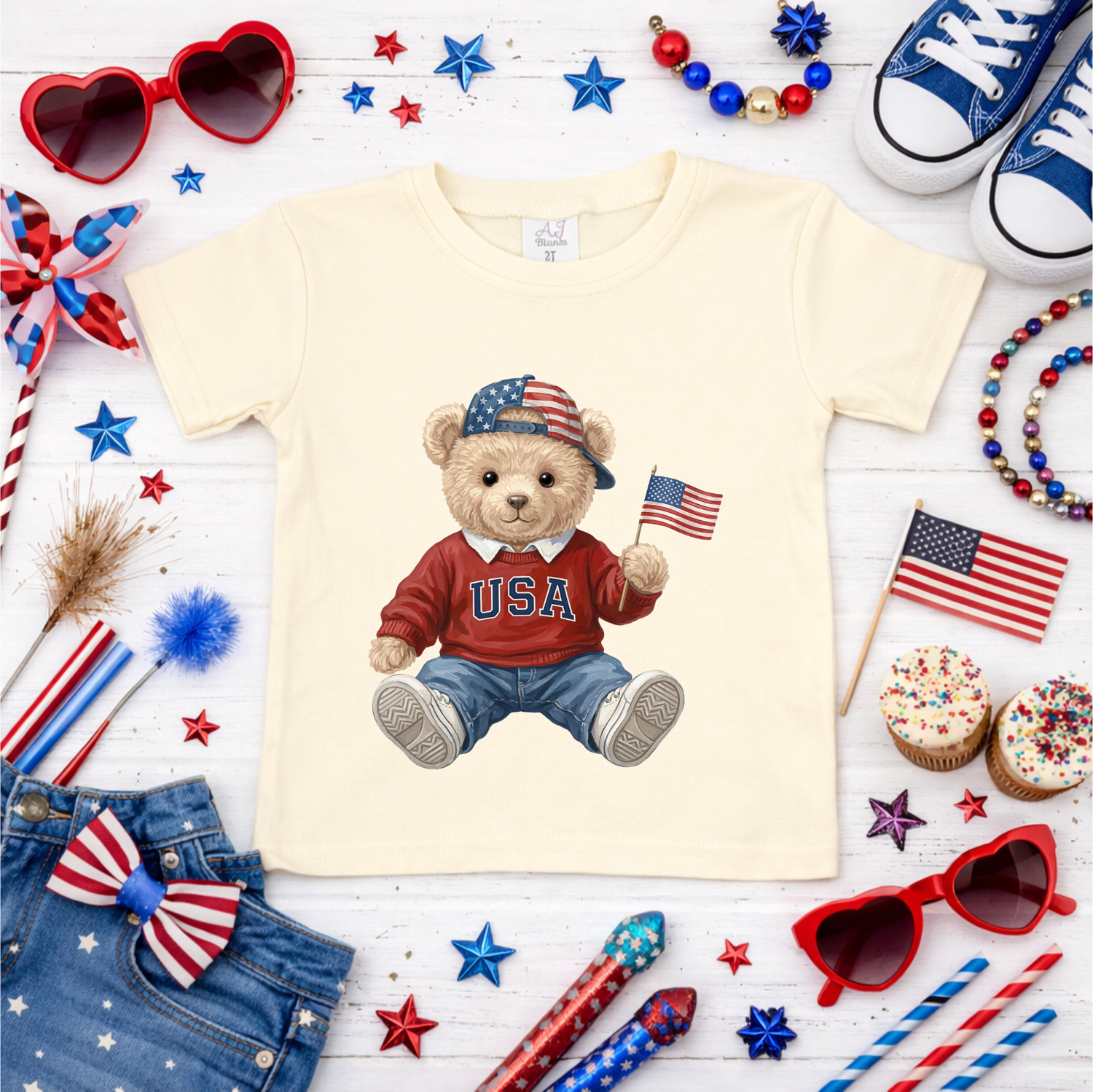 Boys USA Teddy Bear Shirt