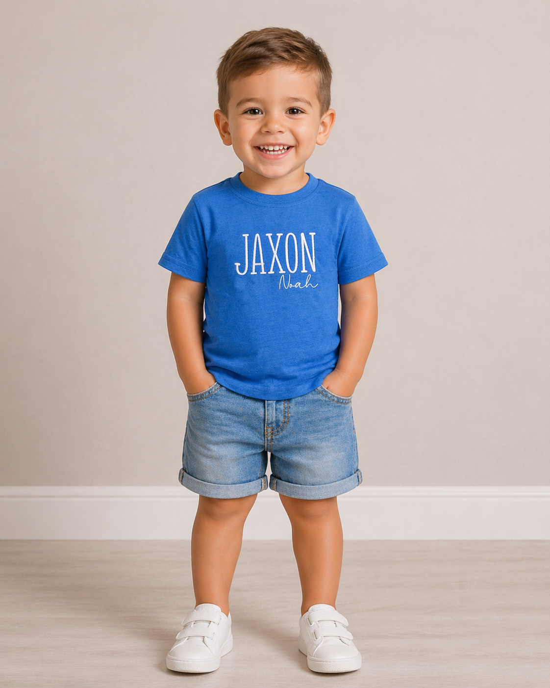 Boys Two Name Embroidered Shirt