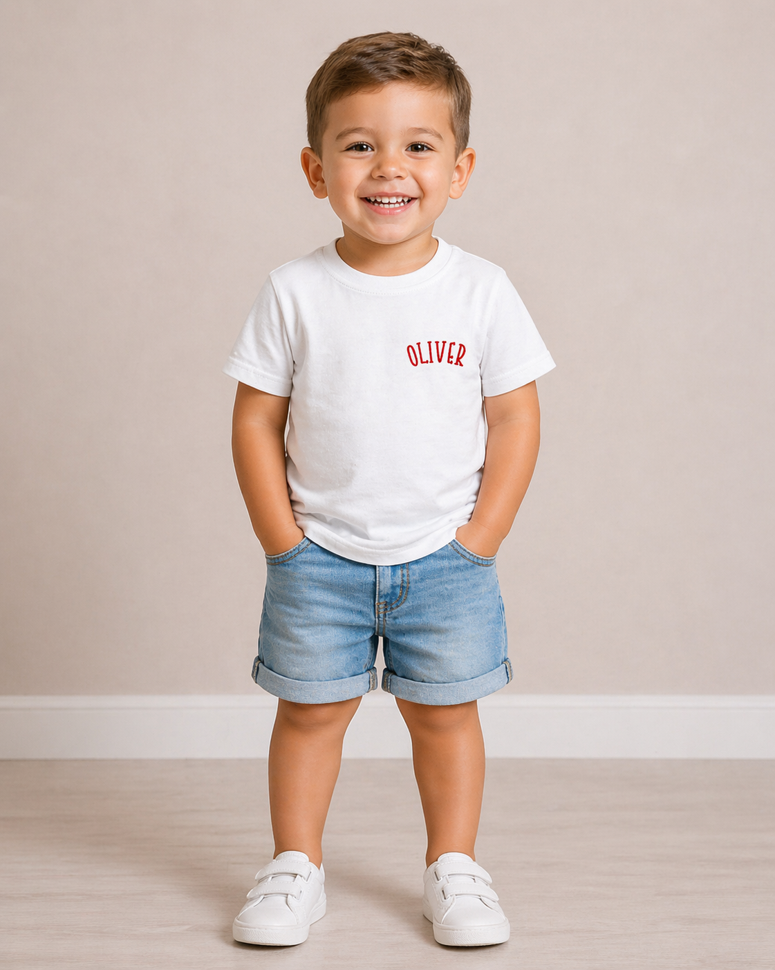 Boys Curved Chest Name Embroidered Shirt