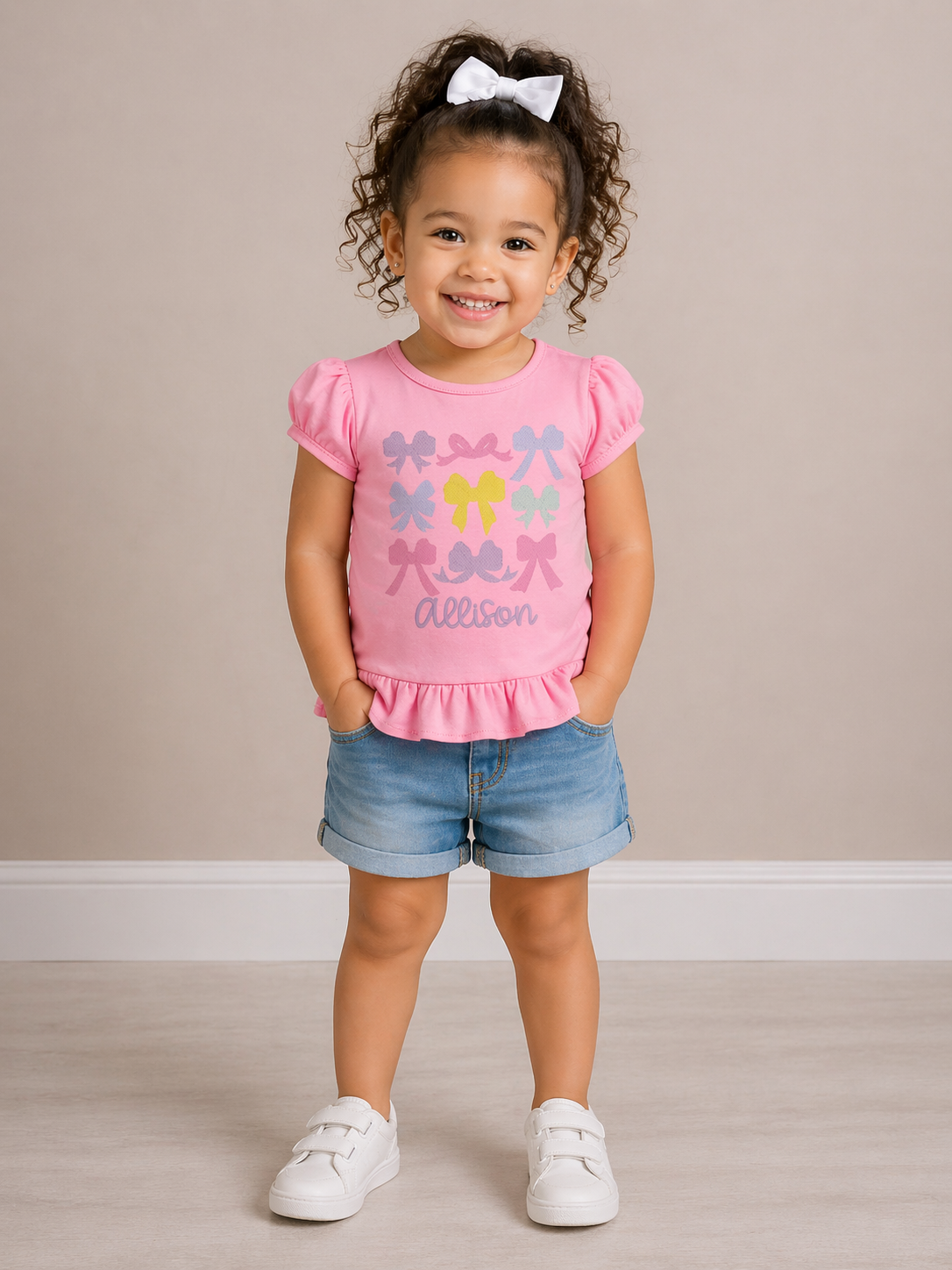Girls Coquette Bows Embroidered Shirt