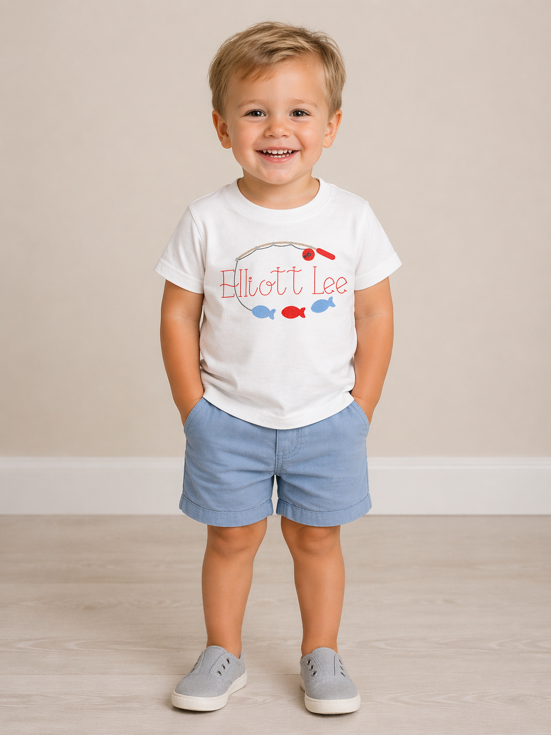 Boys Fishing Pole Embroidered Shirt