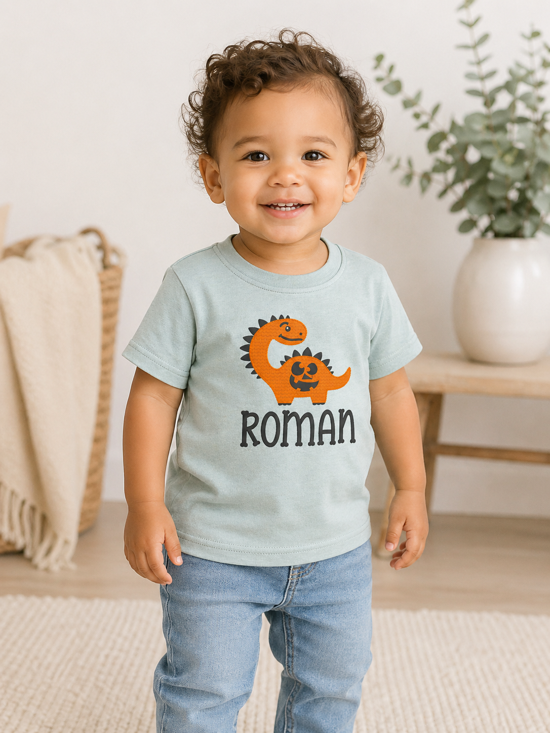 Boys Dinosaur Embroidered Shirt
