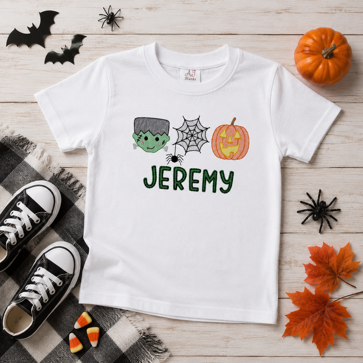 Boys Halloween Trio Sketch Shirt Frankenstein Spider Pumpkin