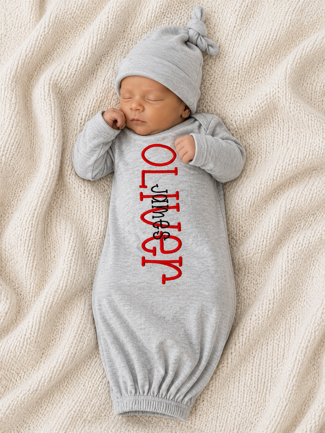 Monogram Baby Gown and Hat Set