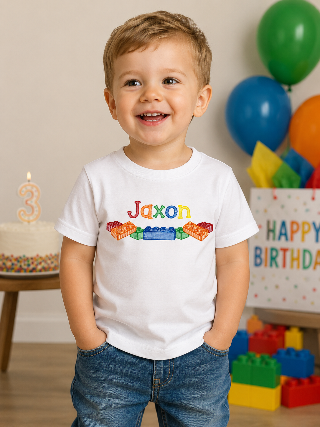 Boys Blocks Embroidered Shirt