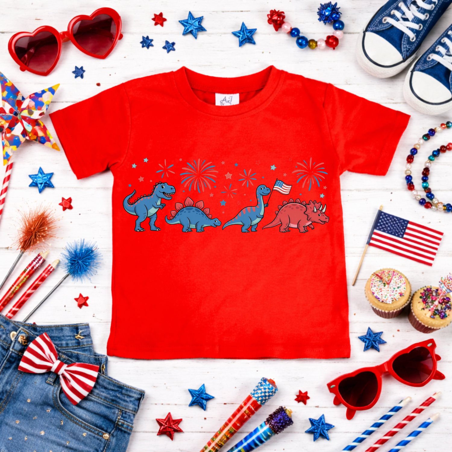 Boys Patriotic Dinosaurs Shirt