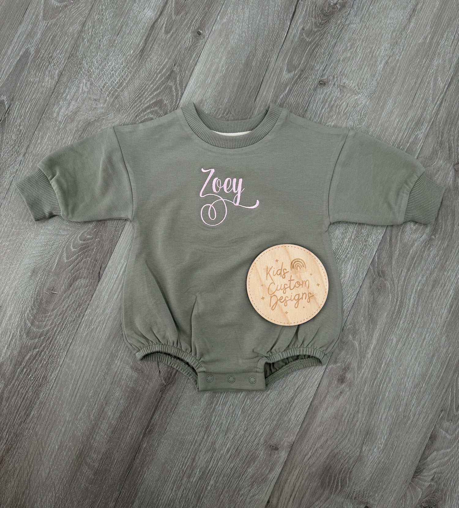 Swirl Monogram Embroidered Sweatshirt Romper