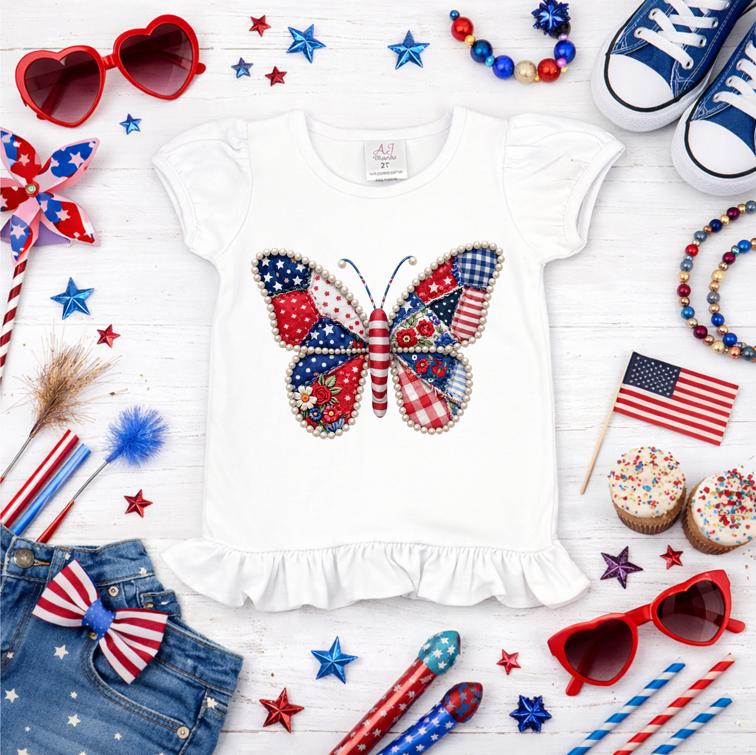 Girls USA Butterfly Shirt