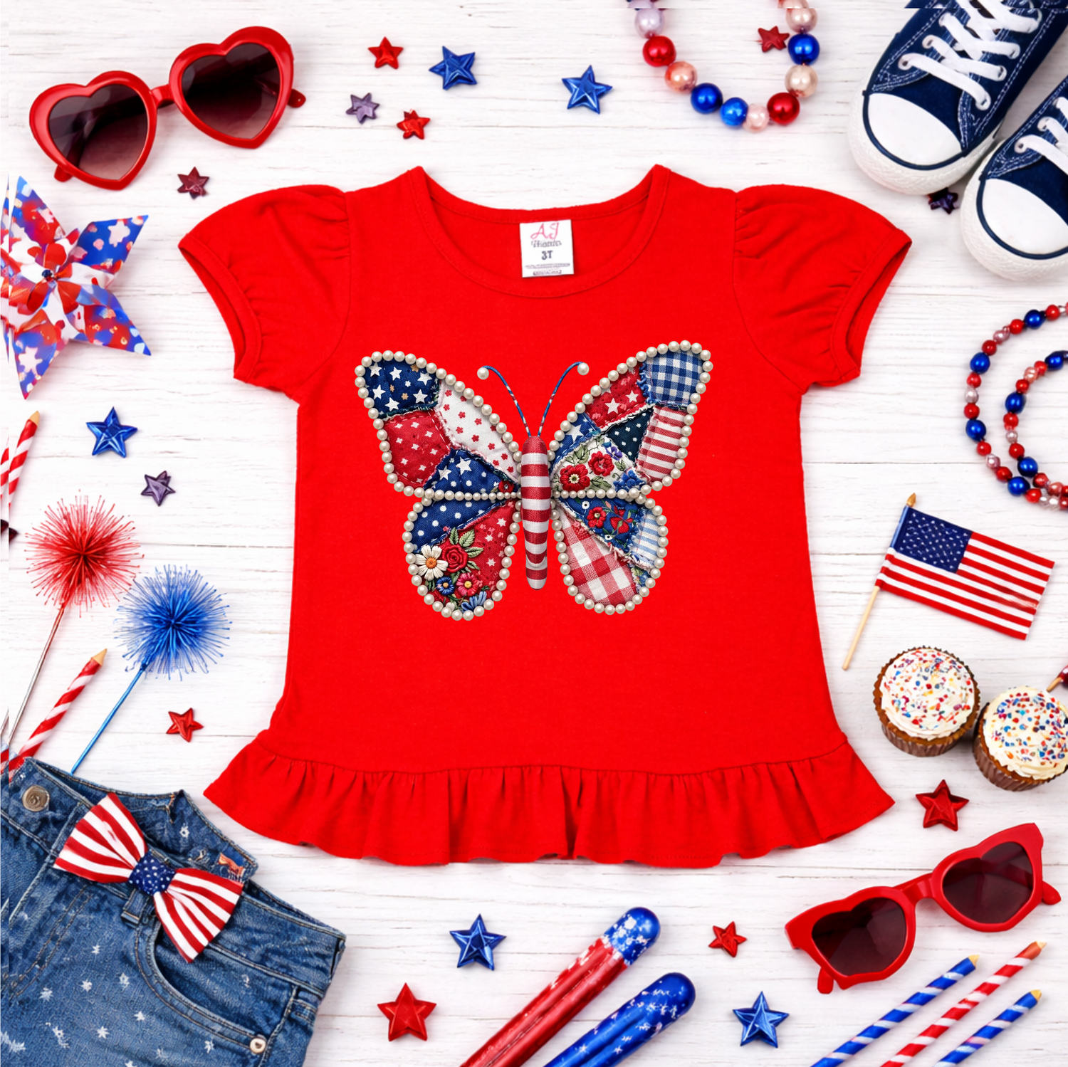 Girls USA Butterfly Shirt