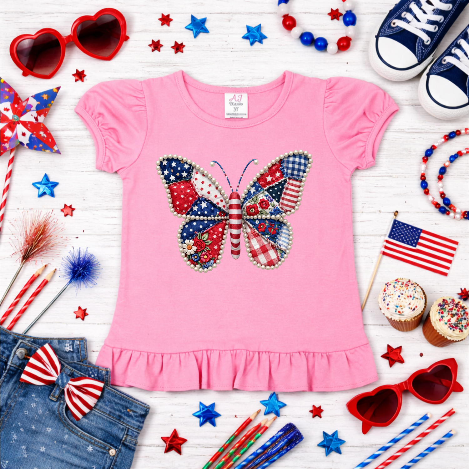 Girls USA Butterfly Shirt